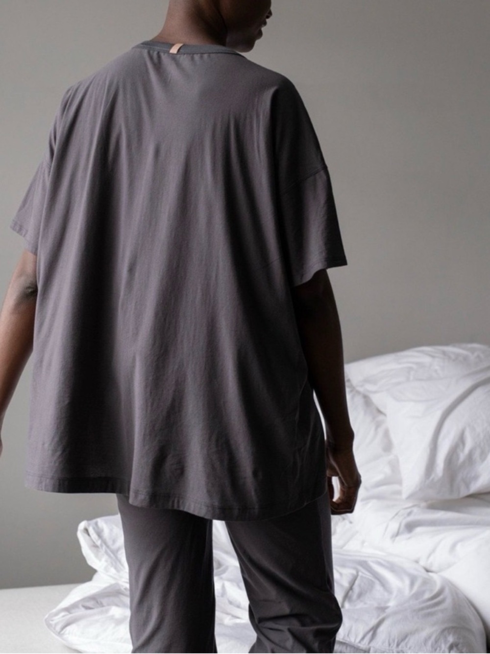 Lunya every body tshirt grey striped XS-M pocket - Picture 2 of 8